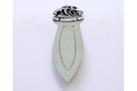 Marcador de livros em prata com caravela relevada com incrição "PORTUGAL